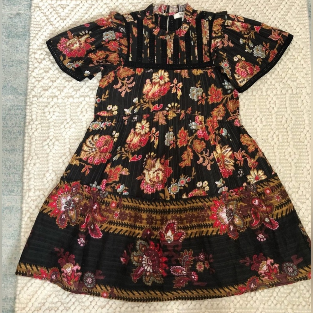Sea New York Black and Red Floral Mini Dress